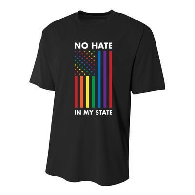 LGBT Pride Flag No Hate In My State Youth Performance Sprint T-Shirt