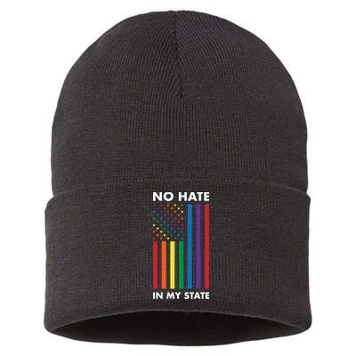 LGBT Pride Flag No Hate In My State Sustainable Knit Beanie