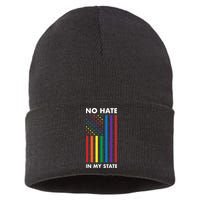 LGBT Pride Flag No Hate In My State Sustainable Knit Beanie