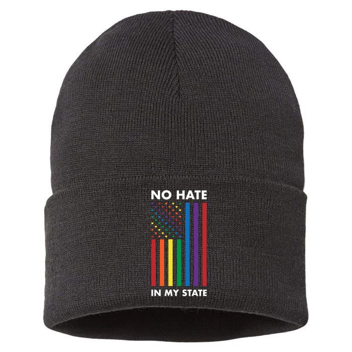LGBT Pride Flag No Hate In My State Sustainable Knit Beanie