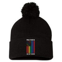 LGBT Pride Flag No Hate In My State Pom Pom 12in Knit Beanie