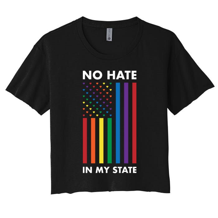 LGBT Pride Flag No Hate In My State Crop Top