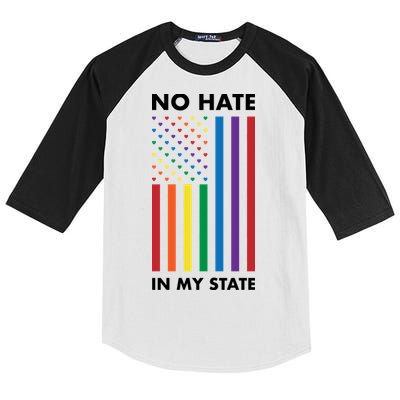 LGBT Pride Flag No Hate In My State Kids Colorblock Raglan Jersey