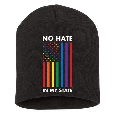 LGBT Pride Flag No Hate In My State Short Acrylic Beanie
