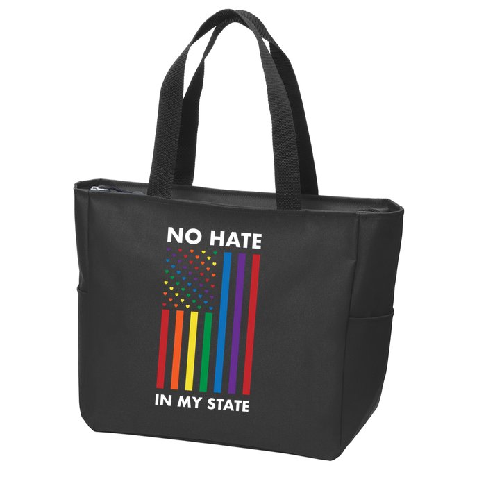 LGBT Pride Flag No Hate In My State Zip Tote Bag