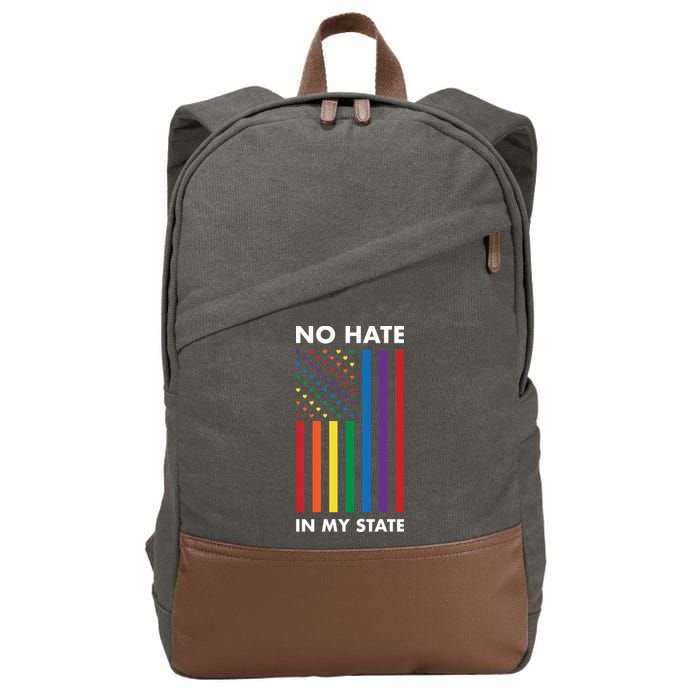 LGBT Pride Flag No Hate In My State Cotton Canvas Backpack