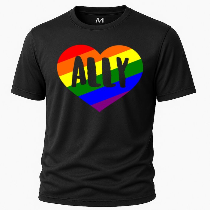 LGBT Pride Love Ally Heart Cooling Performance Crew T-Shirt