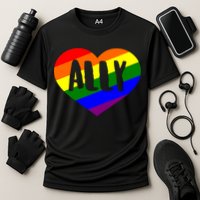 LGBT Pride Love Ally Heart Cooling Performance Crew T-Shirt