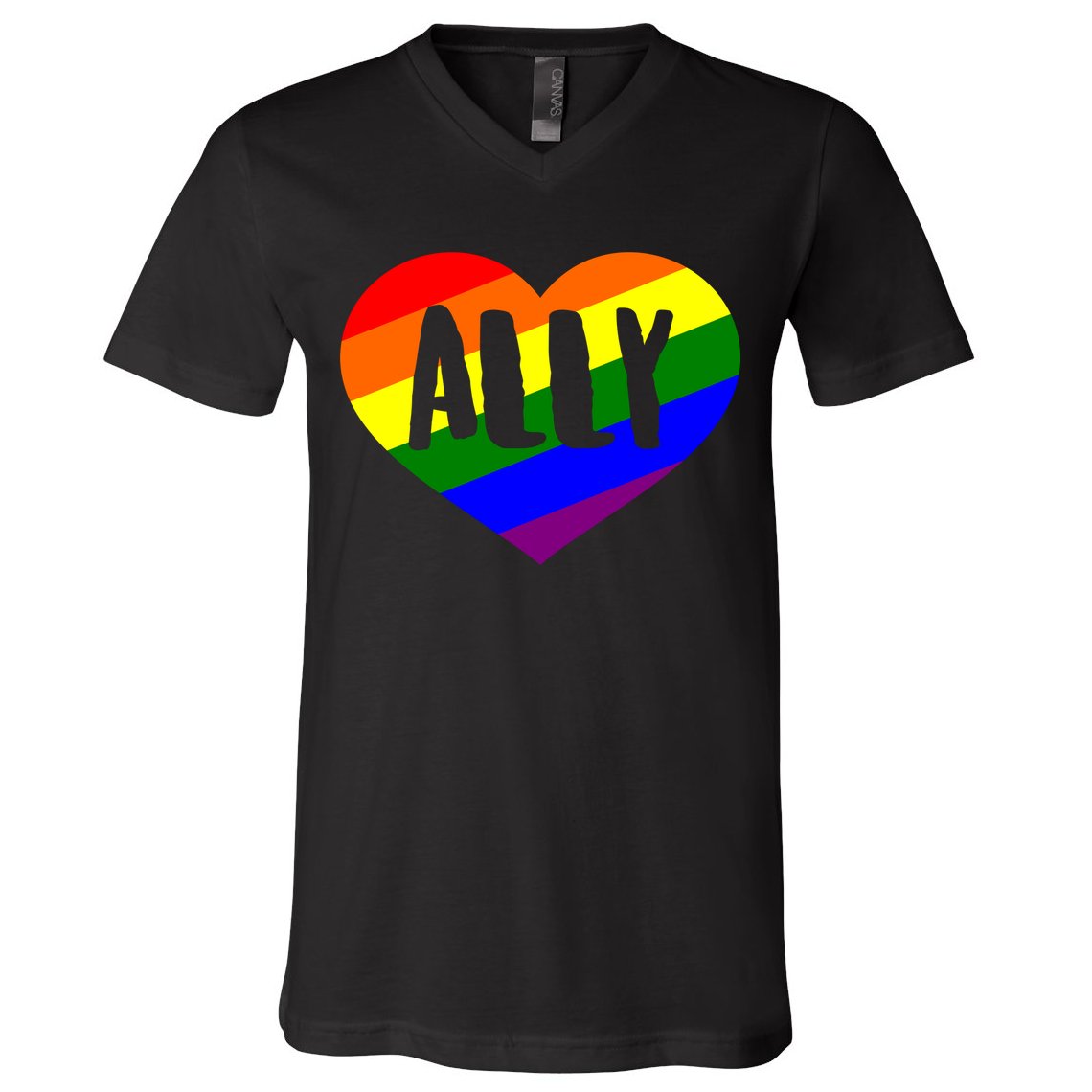 LGBT Pride Love Ally Heart V-Neck T-Shirt