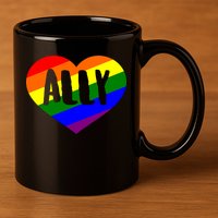 LGBT Pride Love Ally Heart 11oz C Handle Ceramic Mug