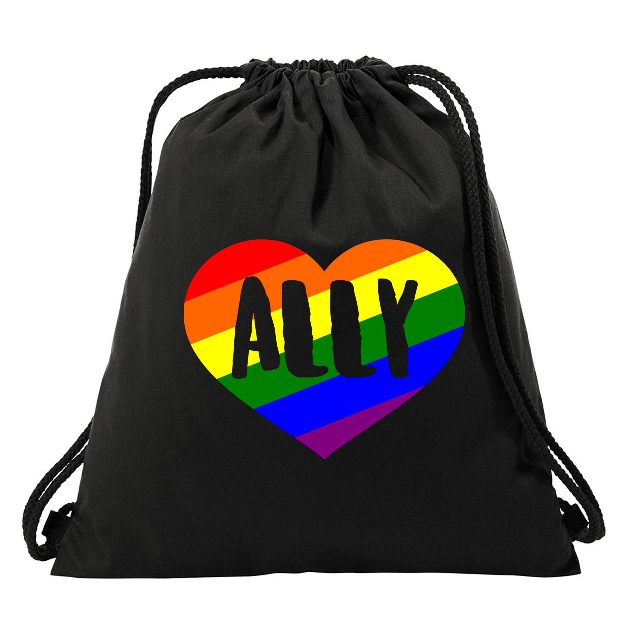 LGBT Pride Love Ally Heart Drawstring Bag