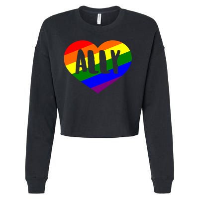 LGBT Pride Love Ally Heart Cropped Pullover Crew