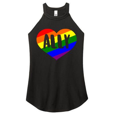 LGBT Pride Love Ally Heart Women's Perfect Tri Rocker Tank