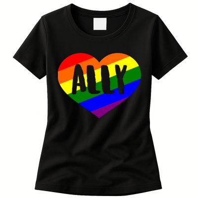 LGBT Pride Love Ally Heart Womens T-Shirt