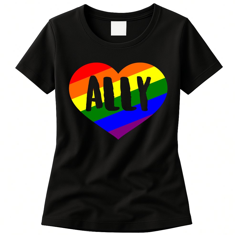 LGBT Pride Love Ally Heart Womens T-Shirt