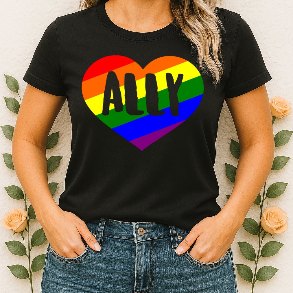 LGBT Pride Love Ally Heart Womens T-Shirt