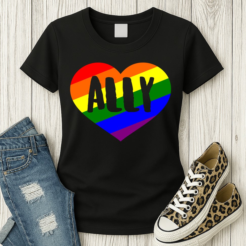 LGBT Pride Love Ally Heart Womens T-Shirt