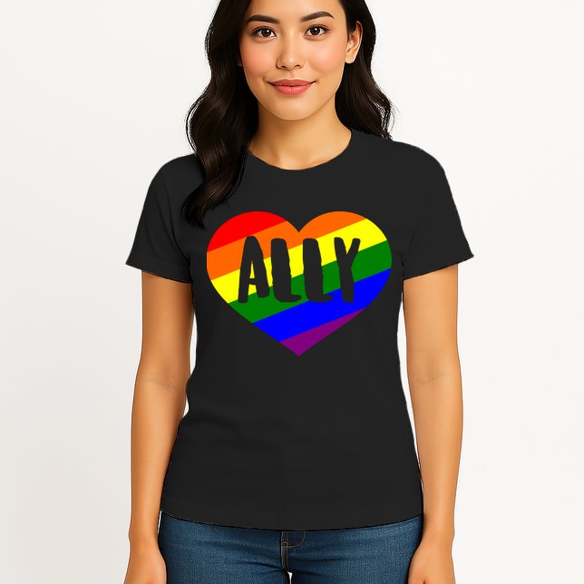 LGBT Pride Love Ally Heart Womens T-Shirt