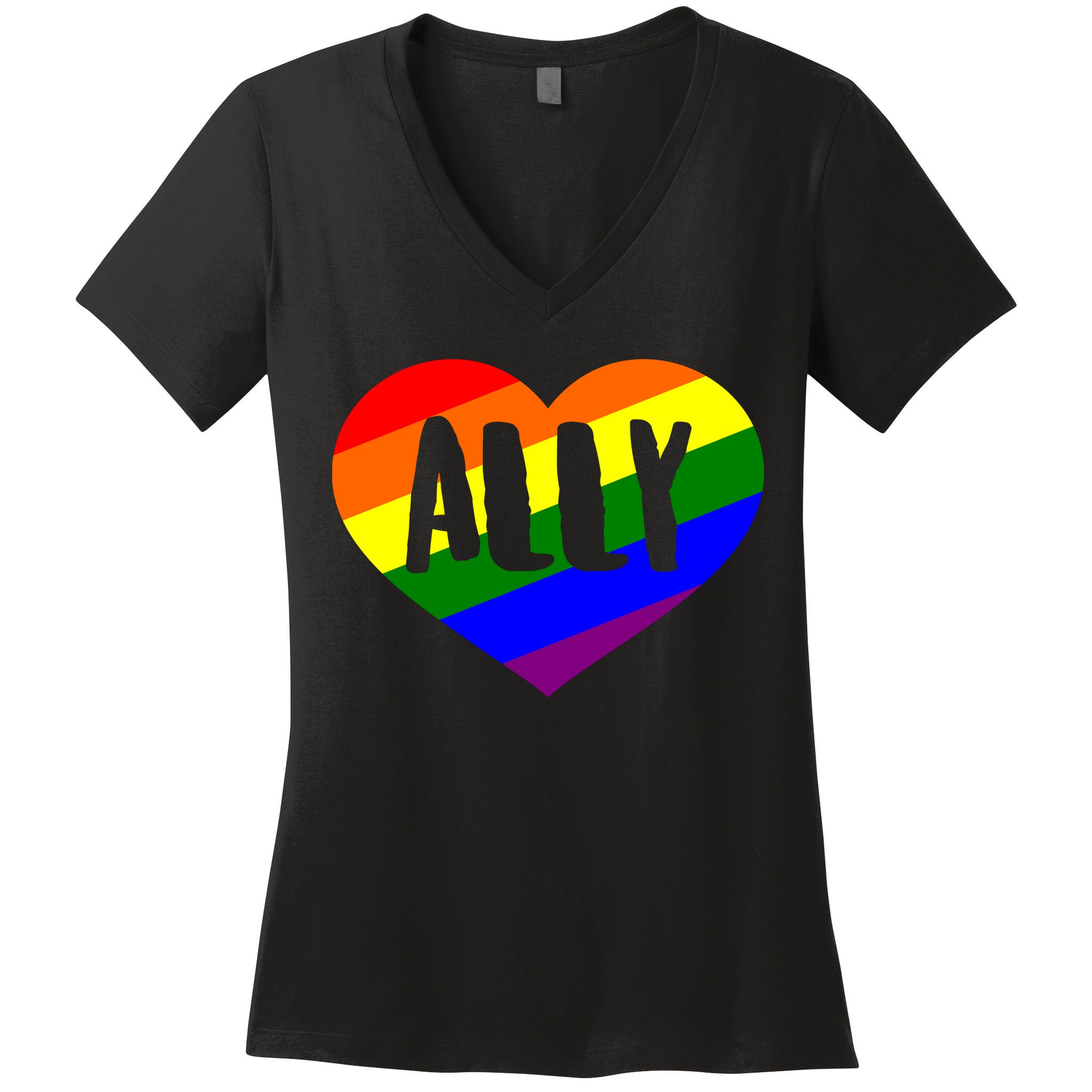 LGBT Pride Love Ally Heart Women's V-Neck T-Shirt
