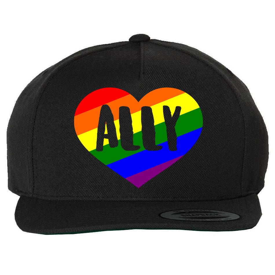 LGBT Pride Love Ally Heart Wool Snapback Cap