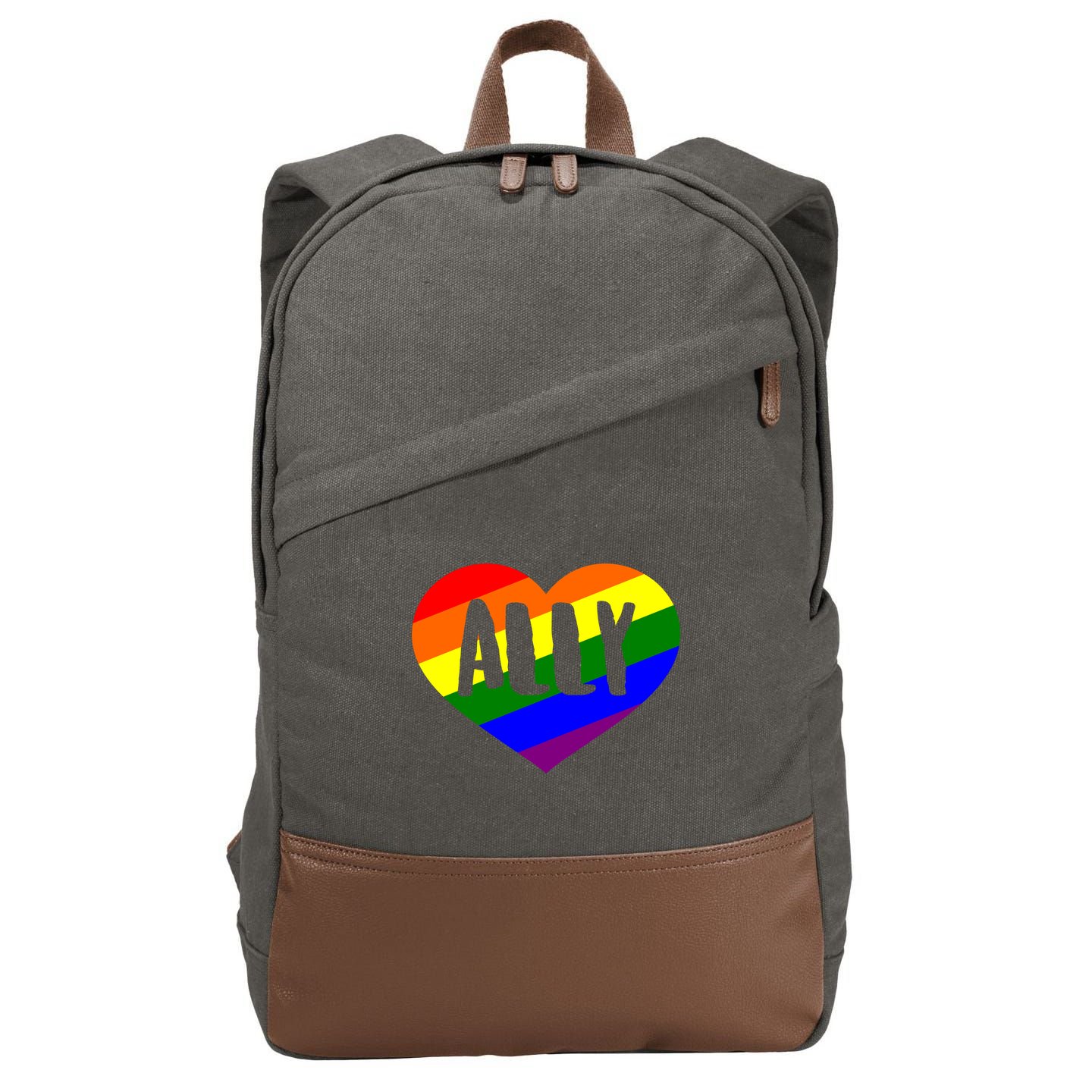 LGBT Pride Love Ally Heart Cotton Canvas Backpack