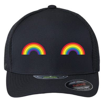 LGBT Rainbow Boobs Gay Pride Flexfit Unipanel Trucker Cap