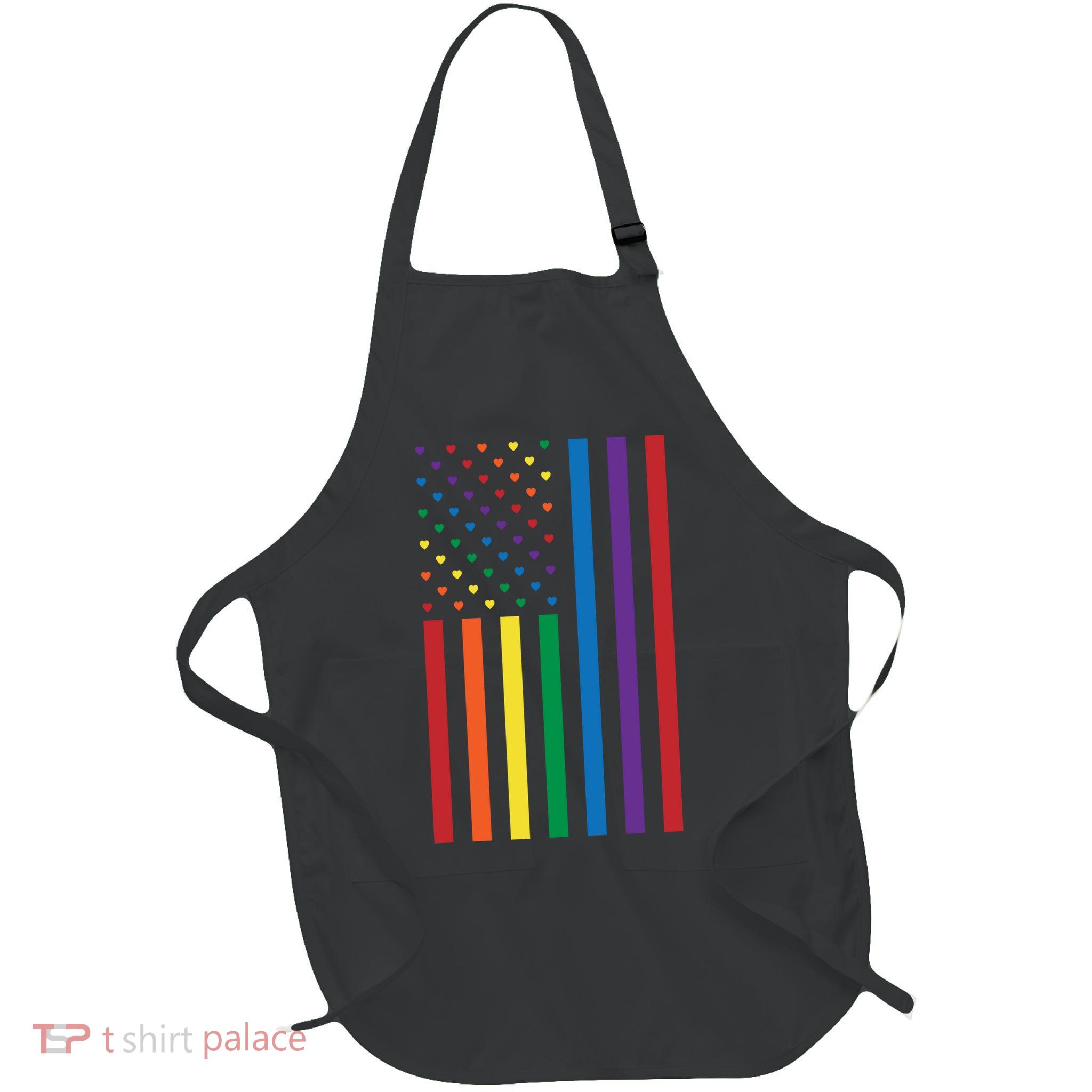 LGBT Rainbow Pride Flag Full-Length Apron With Pockets