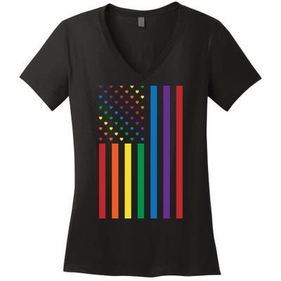 LGBT Rainbow Pride Flag Women's V-Neck T-Shirt