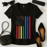 LGBT Rainbow Pride Flag Women's V-Neck T-Shirt