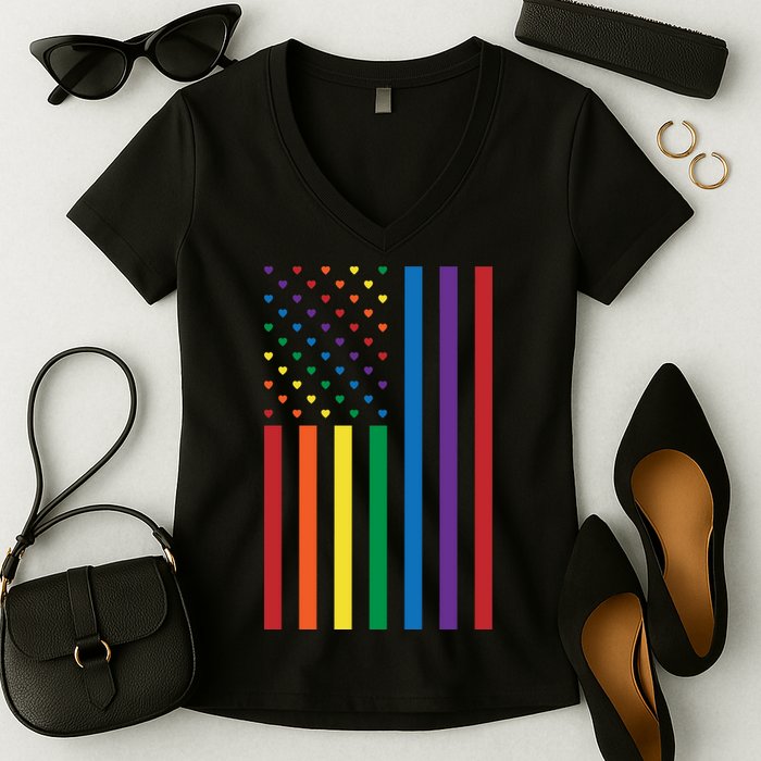 LGBT Rainbow Pride Flag Women's V-Neck T-Shirt
