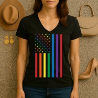 LGBT Rainbow Pride Flag Women's V-Neck T-Shirt