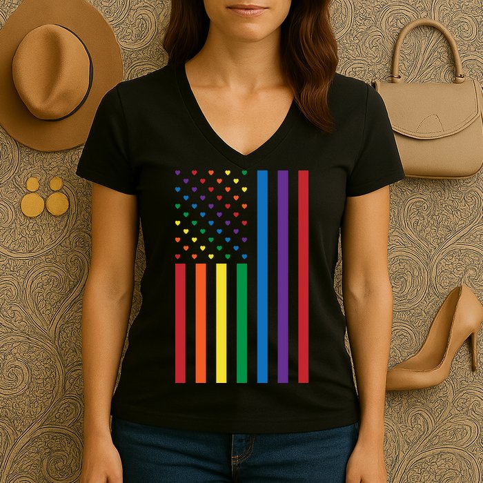 LGBT Rainbow Pride Flag Women's V-Neck T-Shirt