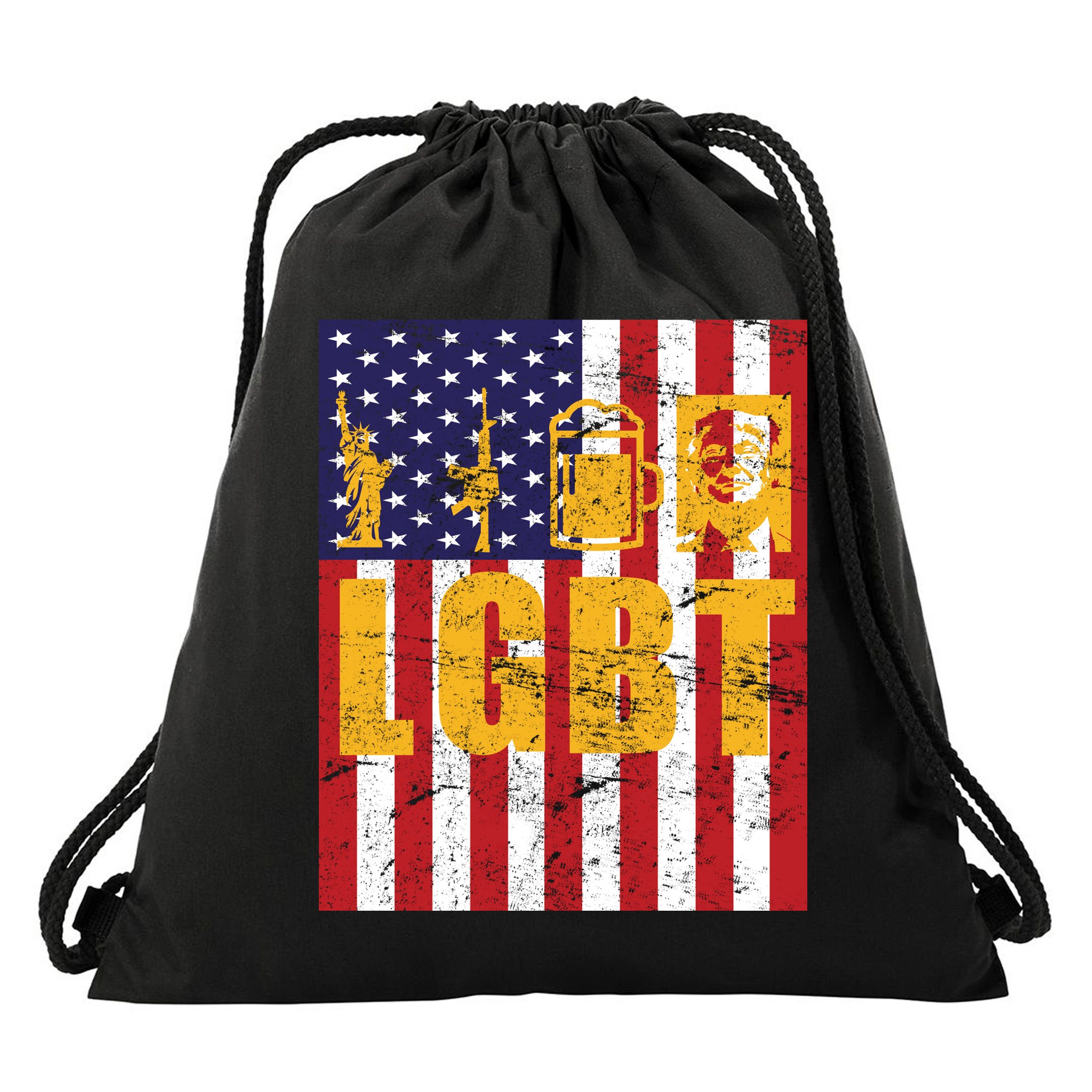 LGBT USA American trump Flag Drawstring Bag