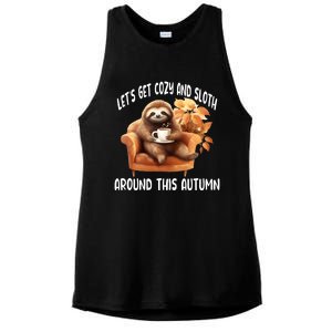 LetS Get Cozy And Sloth Cute Autumn Leaves Sloth Great Gift Ladies PosiCharge Tri-Blend Wicking Tank