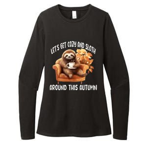 LetS Get Cozy And Sloth Cute Autumn Leaves Sloth Great Gift Womens CVC Long Sleeve Shirt