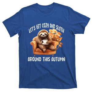 LetS Get Cozy And Sloth Cute Autumn Leaves Sloth Great Gift T-Shirt