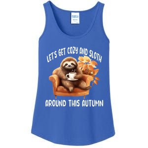 LetS Get Cozy And Sloth Cute Autumn Leaves Sloth Great Gift Ladies Essential Tank