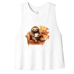 LetS Get Cozy And Sloth Cute Autumn Leaves Sloth Great Gift Women's Racerback Cropped Tank