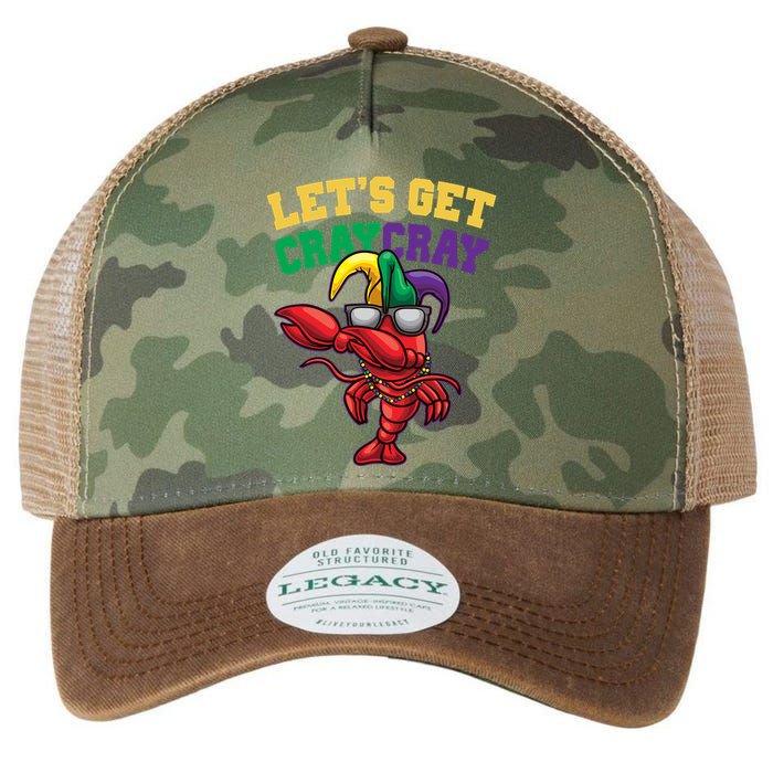 Lets Get Cray Cray Dabbing Crawfish Mardi Gras Legacy Tie Dye Trucker Hat
