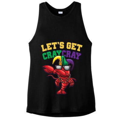 Lets Get Cray Cray Dabbing Crawfish Mardi Gras Ladies PosiCharge Tri-Blend Wicking Tank