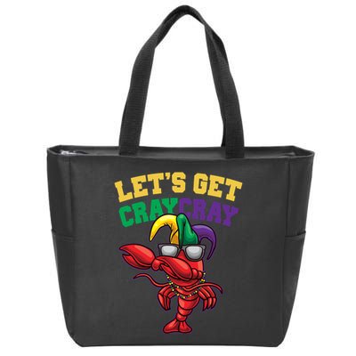Lets Get Cray Cray Dabbing Crawfish Mardi Gras Zip Tote Bag