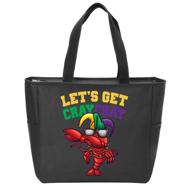 Lets Get Cray Cray Dabbing Crawfish Mardi Gras Zip Tote Bag