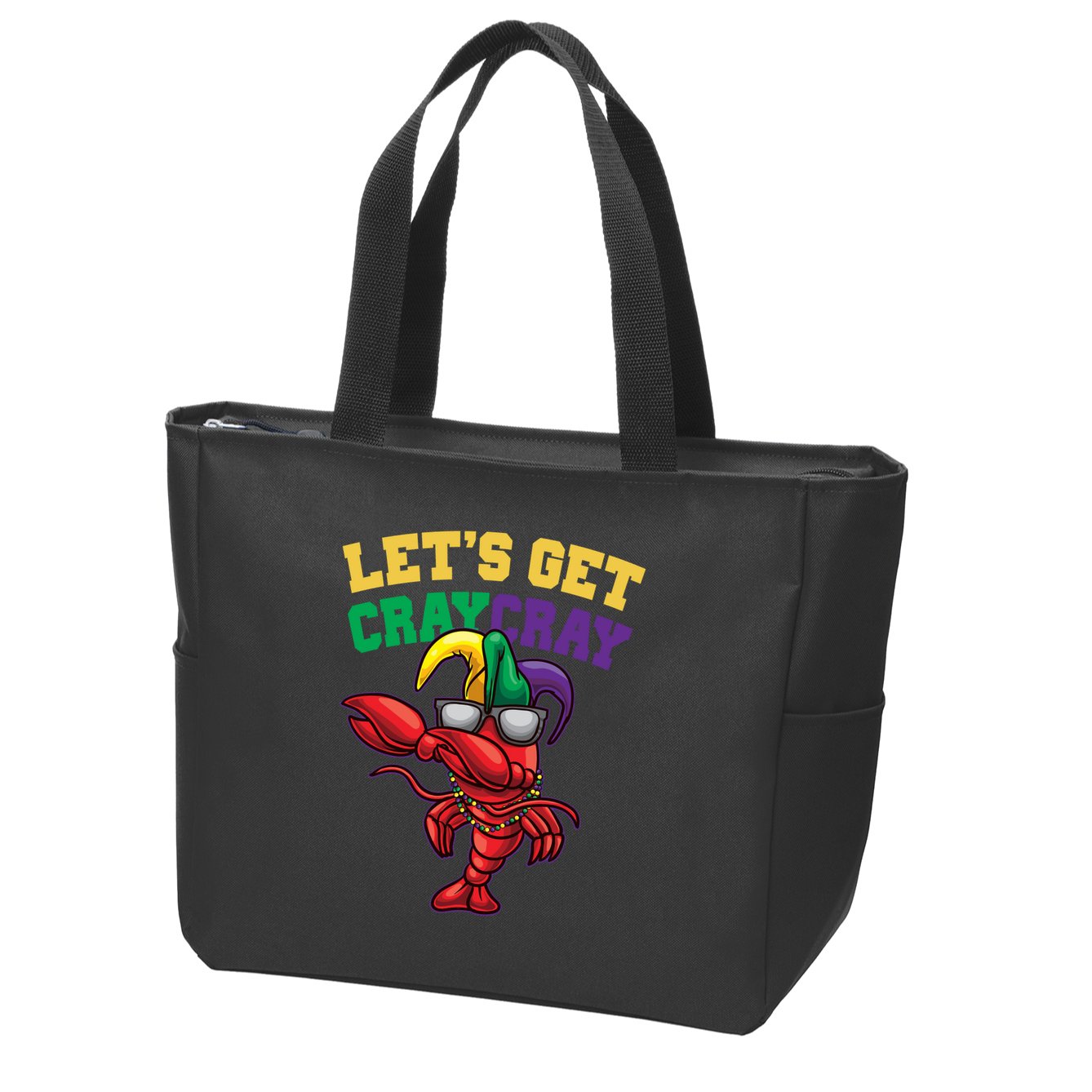 Lets Get Cray Cray Dabbing Crawfish Mardi Gras Zip Tote Bag