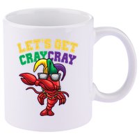 Lets Get Cray Cray Dabbing Crawfish Mardi Gras 11oz C Handle Ceramic Mug