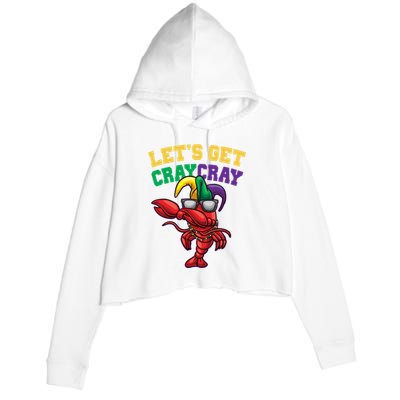 Lets Get Cray Cray Dabbing Crawfish Mardi Gras Crop Fleece Hoodie