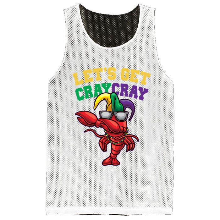 Lets Get Cray Cray Dabbing Crawfish Mardi Gras Mesh Reversible Basketball Jersey Tank