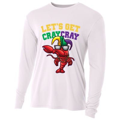 Lets Get Cray Cray Dabbing Crawfish Mardi Gras Cooling Performance Long Sleeve Crew