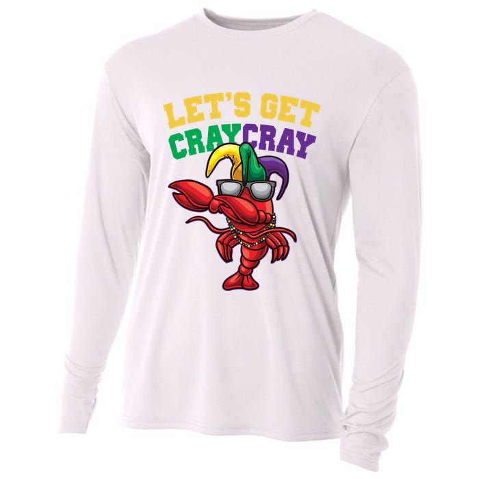Lets Get Cray Cray Dabbing Crawfish Mardi Gras Cooling Performance Long Sleeve Crew