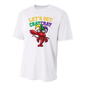 Lets Get Cray Cray Dabbing Crawfish Mardi Gras Youth Performance Sprint T-Shirt