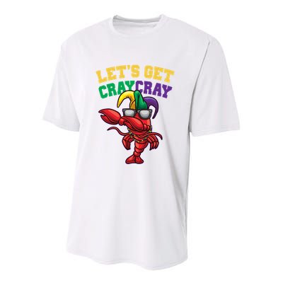 Lets Get Cray Cray Dabbing Crawfish Mardi Gras Youth Performance Sprint T-Shirt